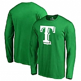Men's Texas Rangers Fanatics Branded Kelly Green St. Patrick's Day White Logo Long Sleeve T-Shirt,baseball caps,new era cap wholesale,wholesale hats